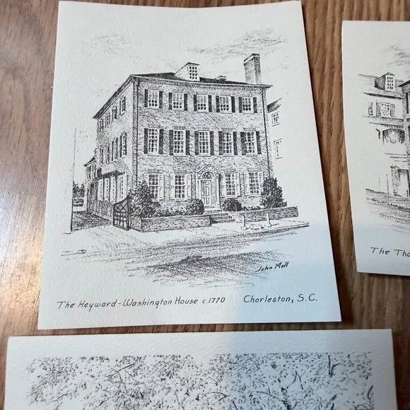 Charming Black and White Home Charleston SC Sketches Note Cards (5) Historical - Picture 3 of 10